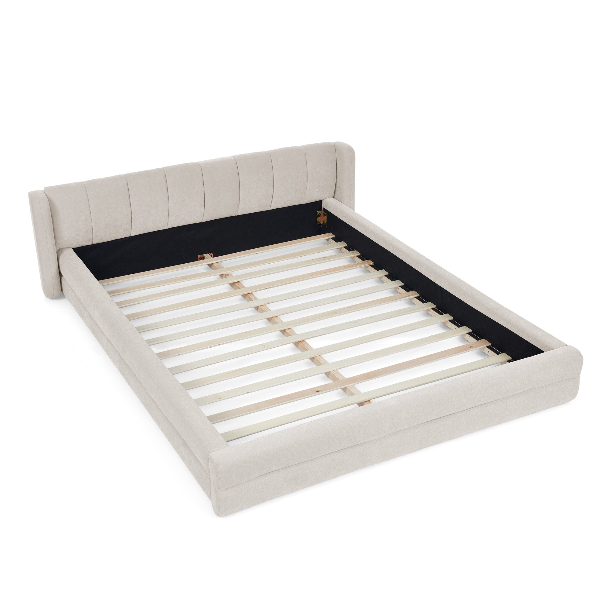 Queen Size Upholstered Bed Frame with Thick Fabric, Chenille Fabric Grounded Queen Size Platform Bed with Headboard and Solid Frame(87''*67''*23.5'')