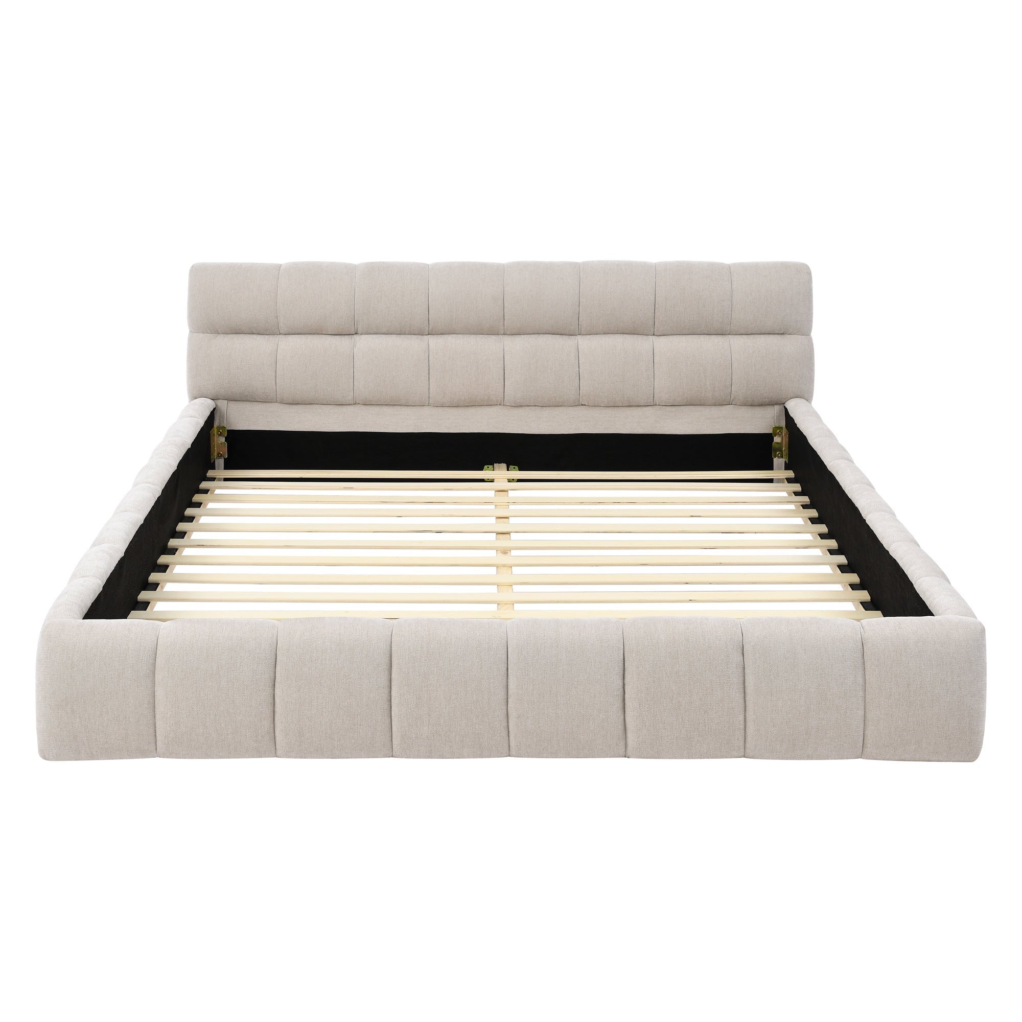Queen Size Upholstered Bed Frame with Thick Fabric, Chenille Fabric Grounded Queen Size Platform Bed with Headboard and Solid Frame. No Box Spring Needed,(68''*86.5''*23.5'')