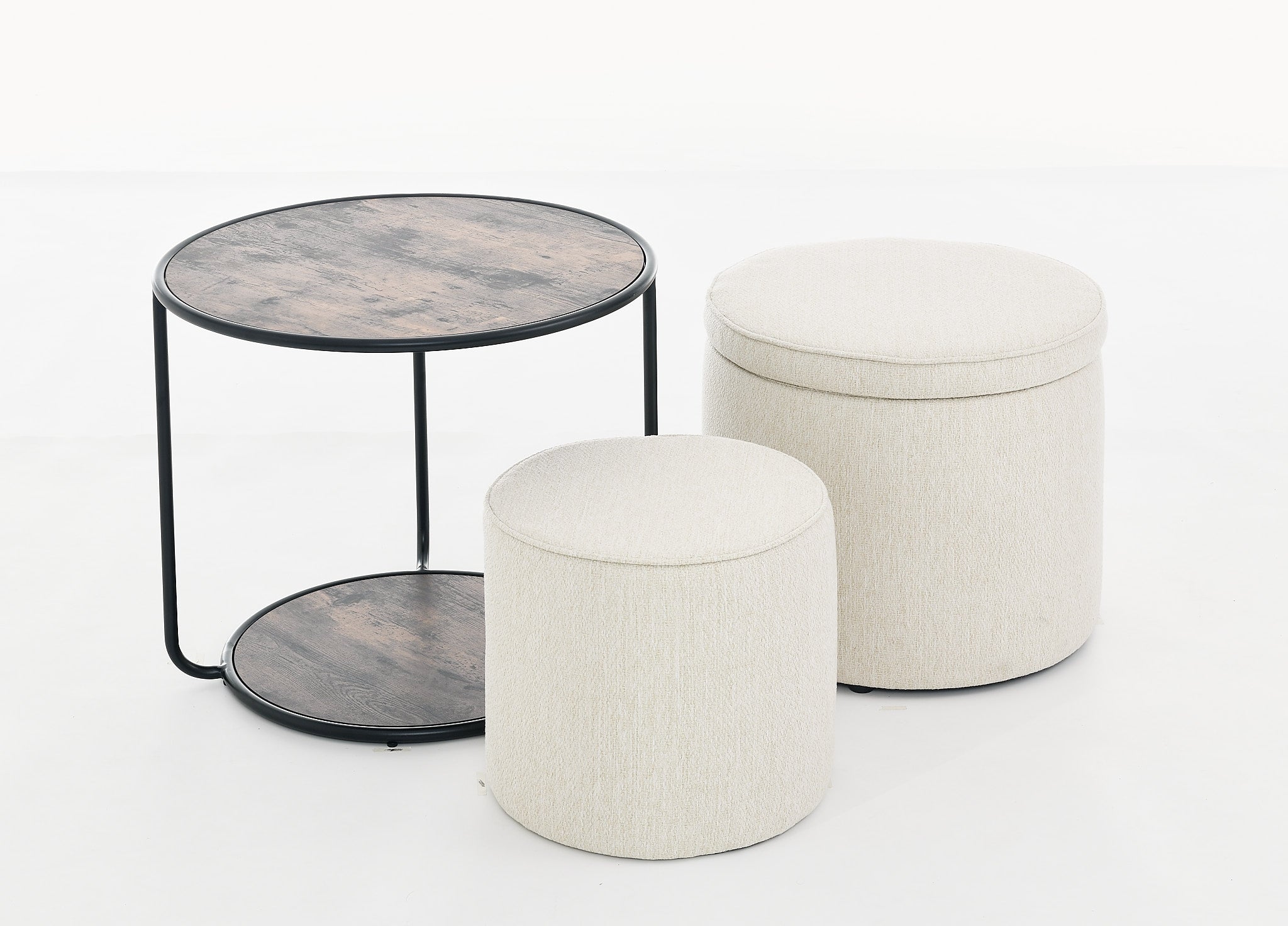 Ottoman, multi-functional combination set table Ottoman, combination of Ottoman and table, with drum stool, with storage space