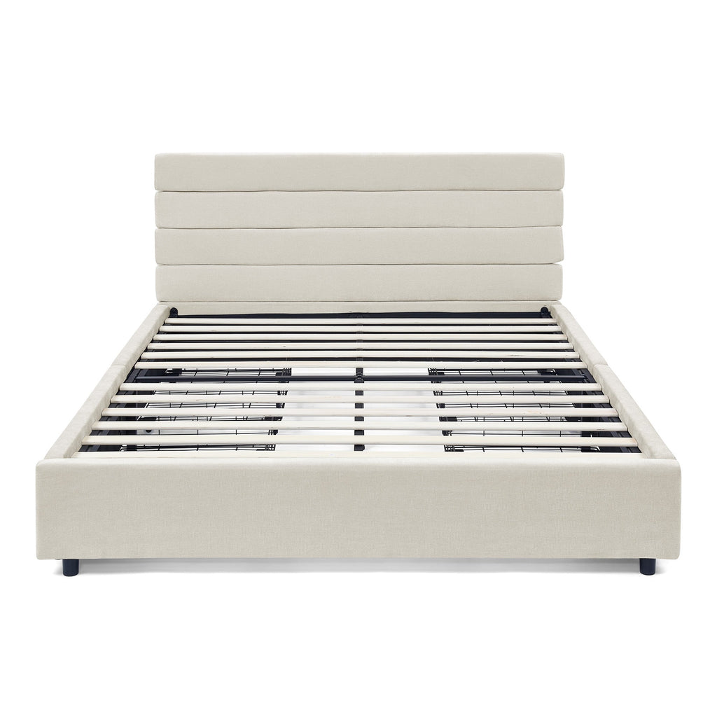 Queen size cushioned bed, comfortable cushioned bed frame, headboard and solid bed frame -  (85 "x 66" x 36 ")