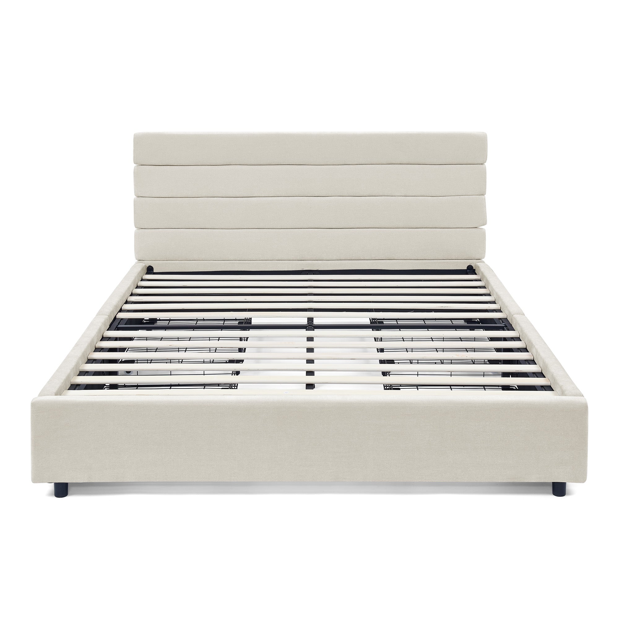 Queen size cushioned bed, comfortable cushioned bed frame, headboard and solid bed frame -  (85 "x 66" x 36 ")