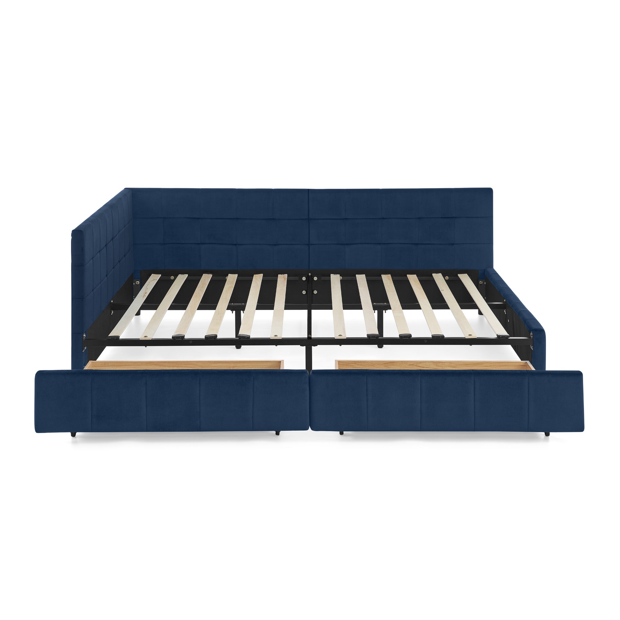 Full Size Storage Upholstered Tufted Bed Frame, Sofa Bed Frame with Comfortable Backrest and Armrests, Full Size Bed for Bedroom, Living Room,Velvet