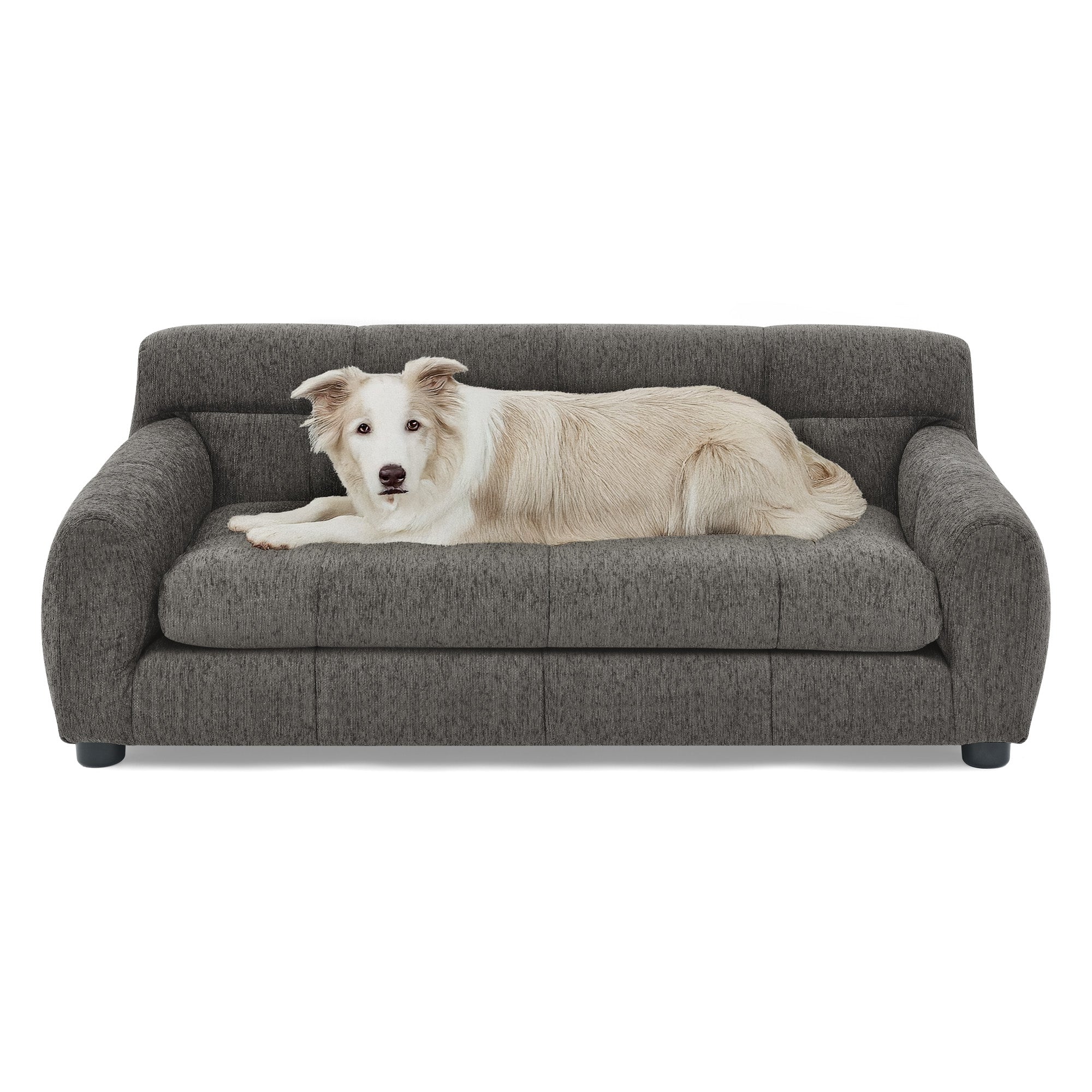 Soft and comfortable pet sofa with backrest and armrests, suitable for modern rectangular pet sofas for small and medium-sized dogs