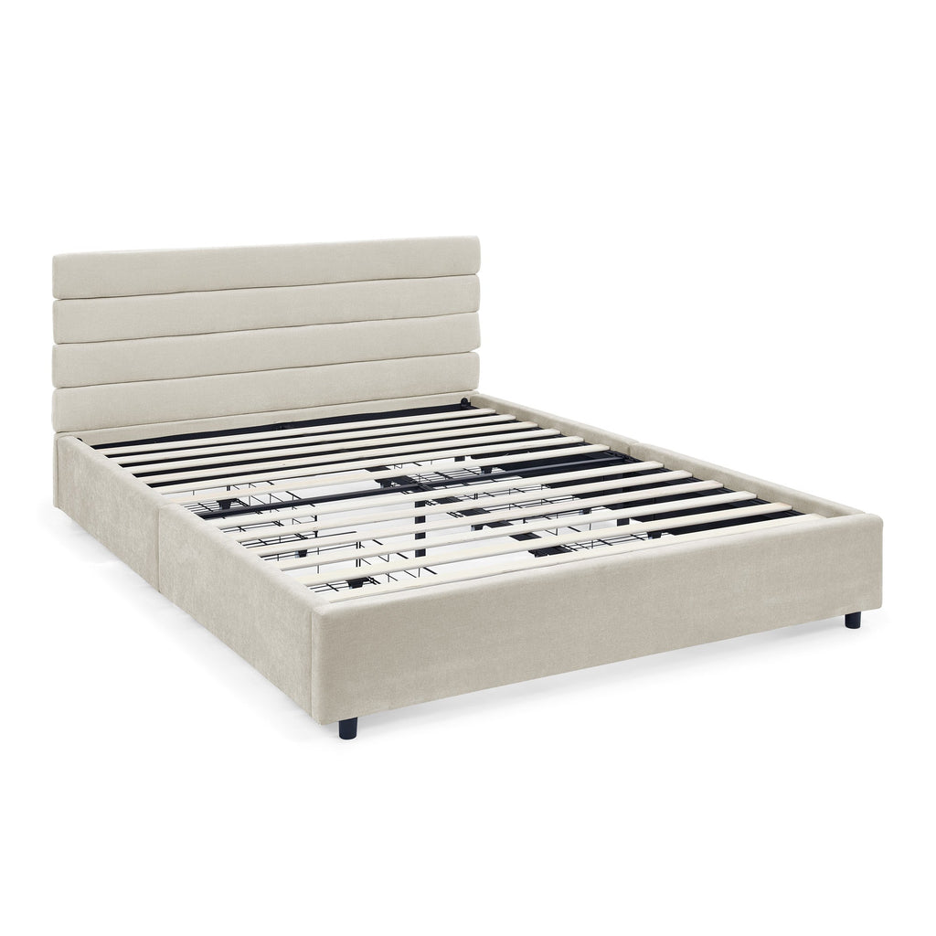 Queen size cushioned bed, comfortable cushioned bed frame, headboard and solid bed frame -  (85 "x 66" x 36 ")