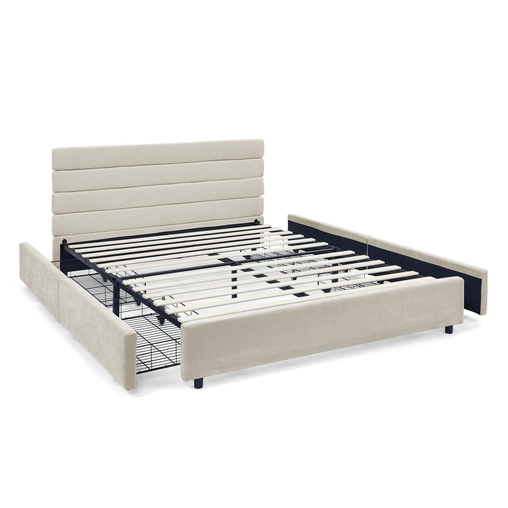 Queen size cushioned bed, comfortable cushioned bed frame, headboard and solid bed frame -  (85 "x 66" x 36 ")