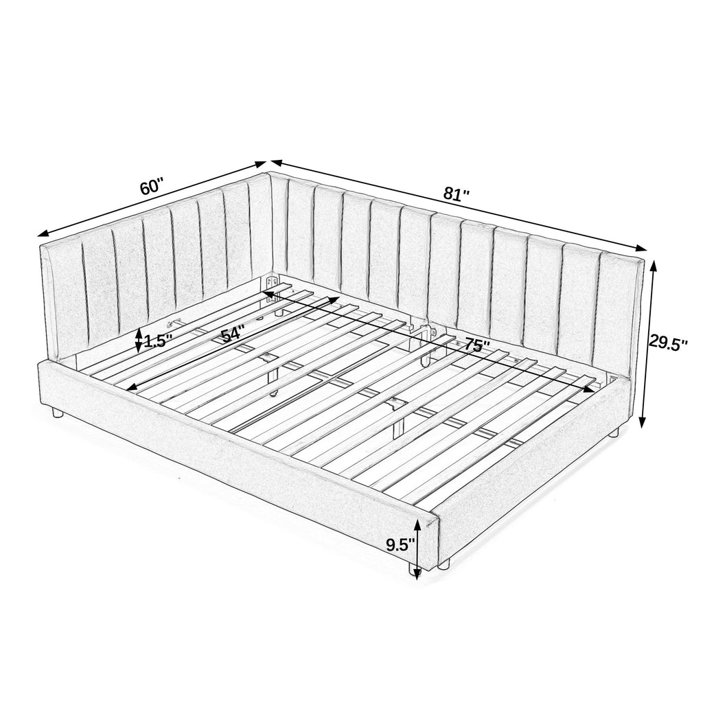 Full Size Upholstered Tufted Bed Frame, Sofa Bed Frame with Comfortable Backrest and Armrests, Full Size Bed for Bedroom, Living Room,Velvet(81''*60''*29.5'')