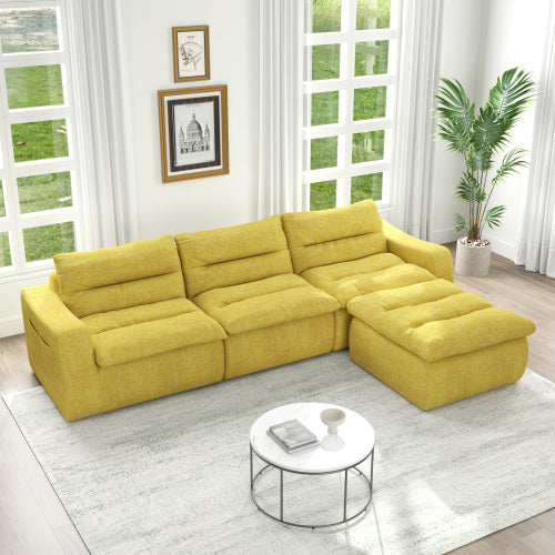 Right sofa seat, L-shaped modular combined sofa, compressed combined sofa, modern lazy style comfortable beanbag sofa-Beige