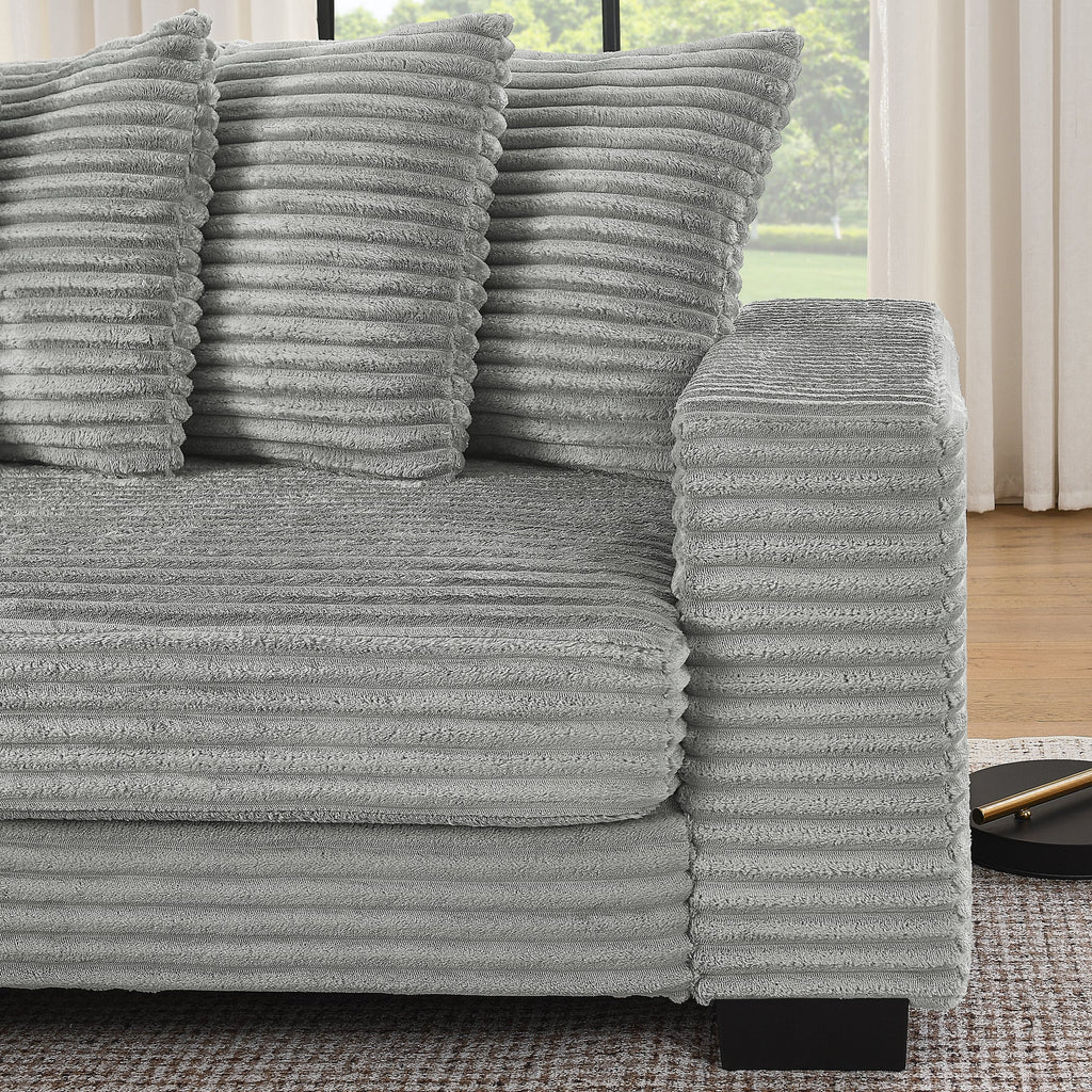 Corduroy Tufted Upholstered Sleeper Sectional Sofa, L-Shaped Modular Convertible Sofa , Can freely change the position of the footrests(Assembly is required)