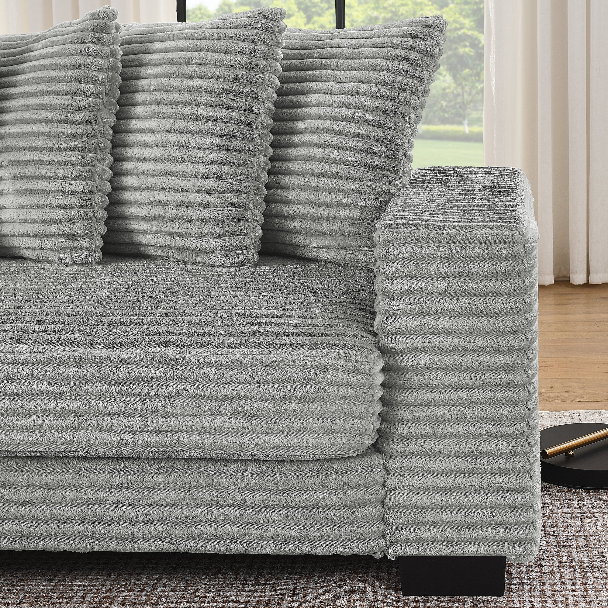 Corduroy Tufted Upholstered Sleeper Sectional Sofa, L-Shaped Modular Convertible Sofa , Can freely change the position of the footrests(Assembly is required)