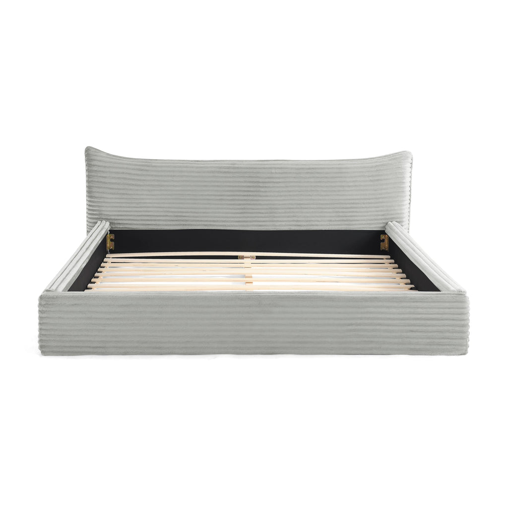 Queen Size Upholstered Bed FrameAnd velvet fabric,Grounded Platform Bed with Decorative Curved Headboard and Solid Wood Frame, No Box Spring Required(68''*87.75''*24.25'')