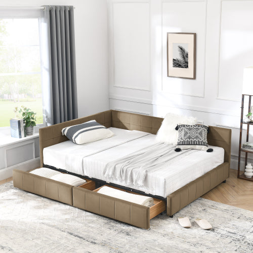 Full Size Storage Upholstered Tufted Bed Frame, Sofa Bed Frame with Comfortable Backrest and Armrests, Full Size Bed for Bedroom, Living Room,Velvet