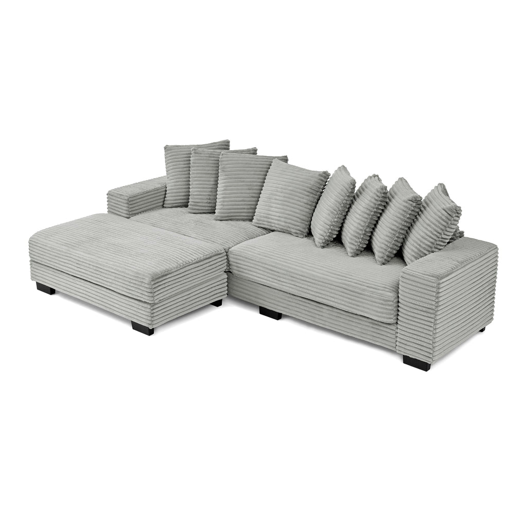 Corduroy Tufted Upholstered Sleeper Sectional Sofa, L-Shaped Modular Convertible Sofa , Can freely change the position of the footrests(Assembly is required)