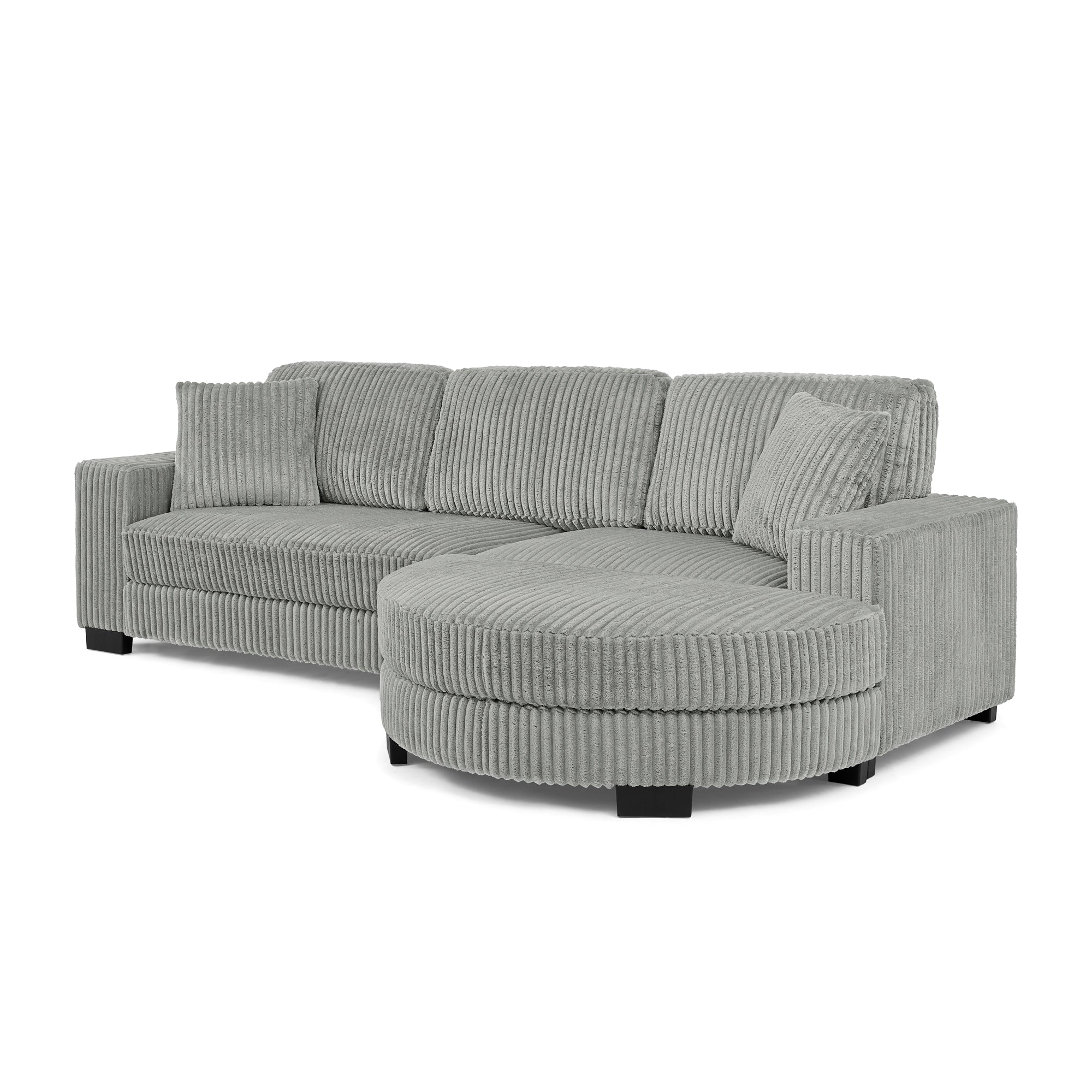 Corduroy Tufted Upholstered Sleeper Sectional Sofa, L-Shaped Modular Convertible Sofa , The arc-shaped footstool can be placed freely on the left
