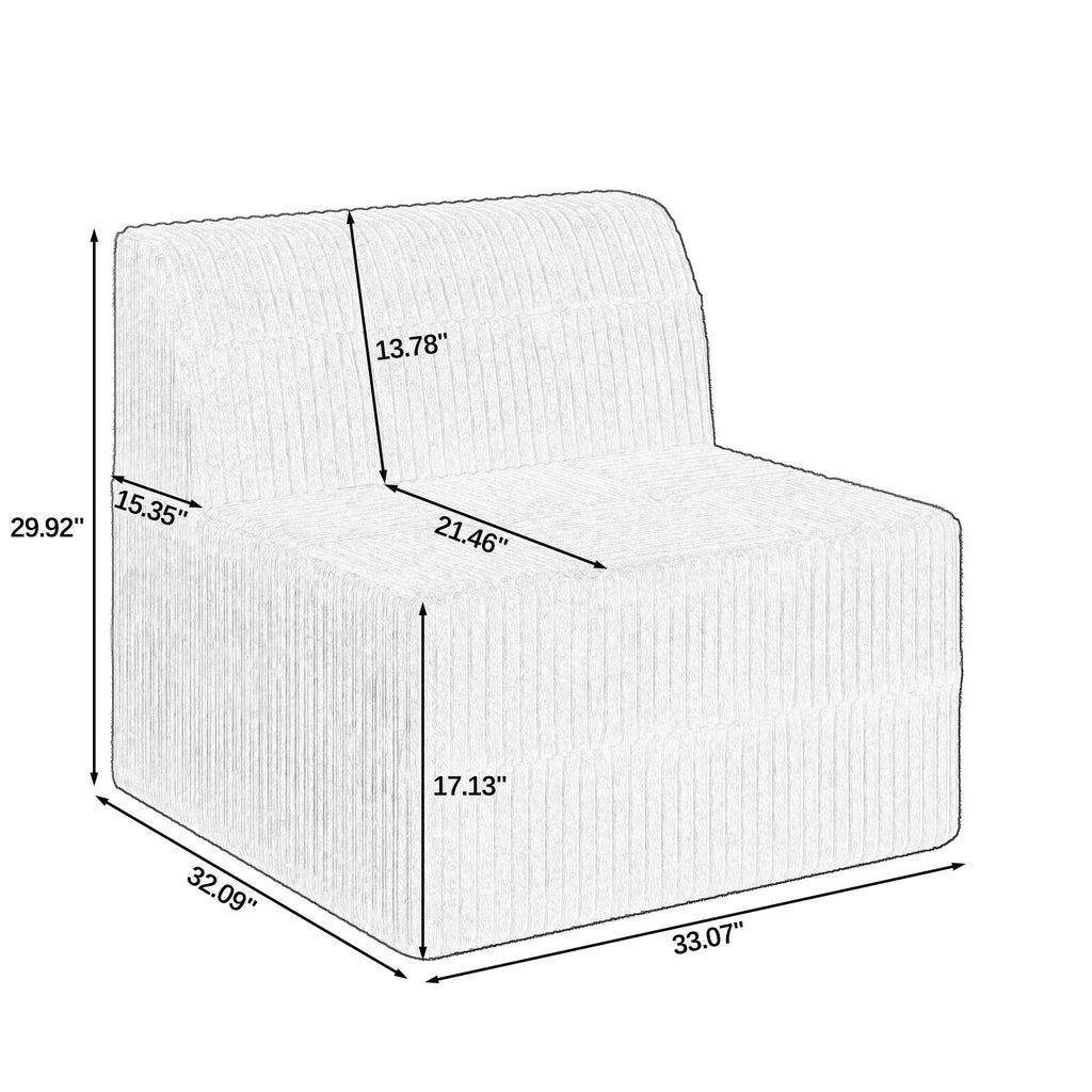 L shape Modular Sectional Sofa,DIY Compressed Sectional Sofa Modern Minimalist Style Corduroy Couch, Sleeper Sofa for Living Room, Bedroom, Comfy Compressed Sofa Couch Space-Efficient Design