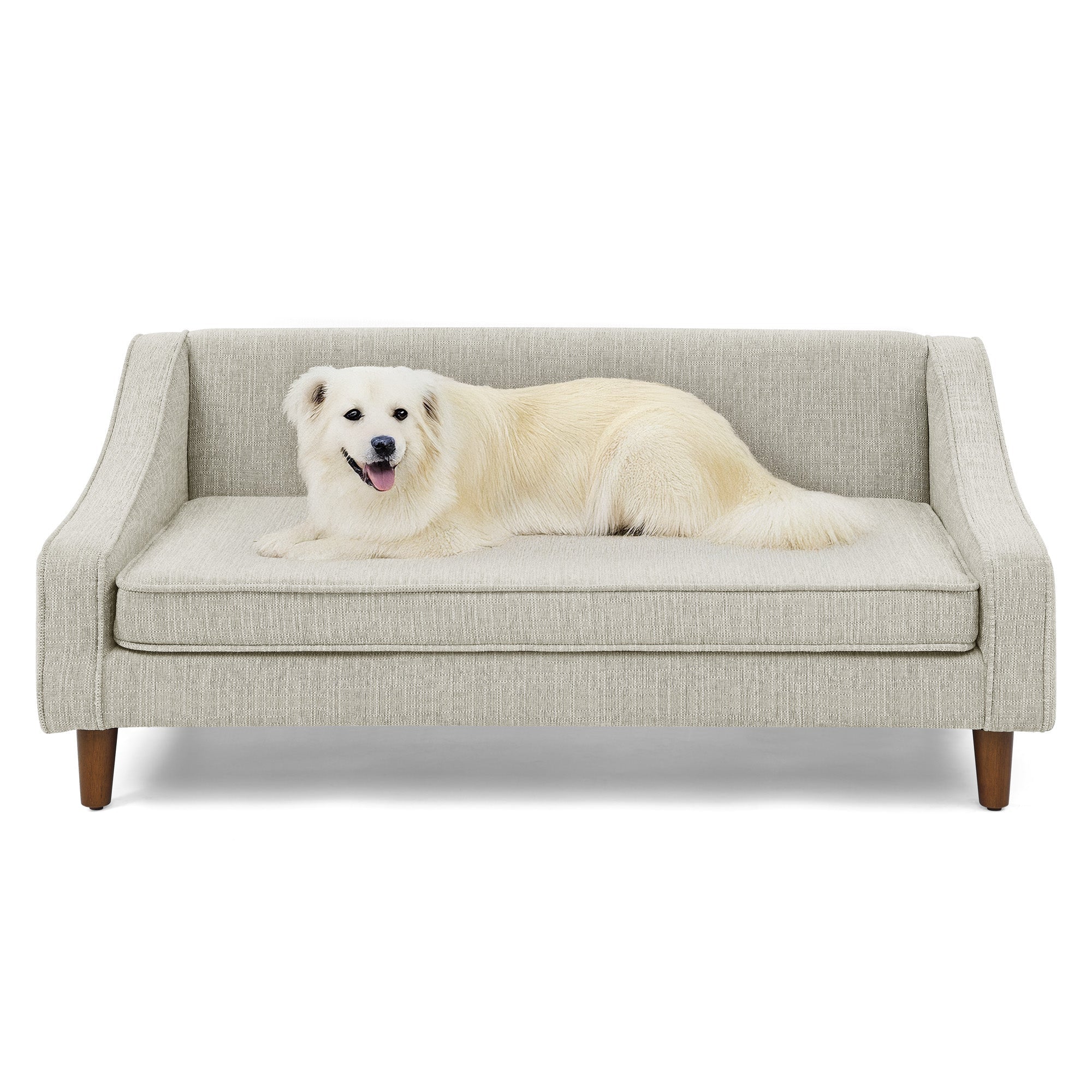 Durable Elevated Dog Sofa Bed,Pet sofa with modern irregular armrest design,Comfortable soft dog sofa-Dark Gray