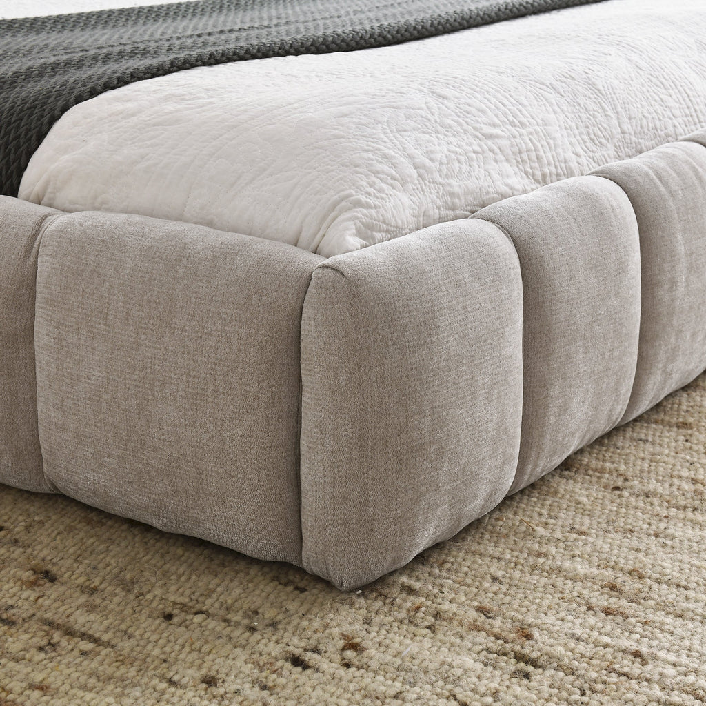 Queen Size Upholstered Bed Frame with Thick Fabric, Chenille Fabric Grounded Queen Size Platform Bed with Headboard and Solid Frame. No Box Spring Needed,(68''*86.5''*23.5'')