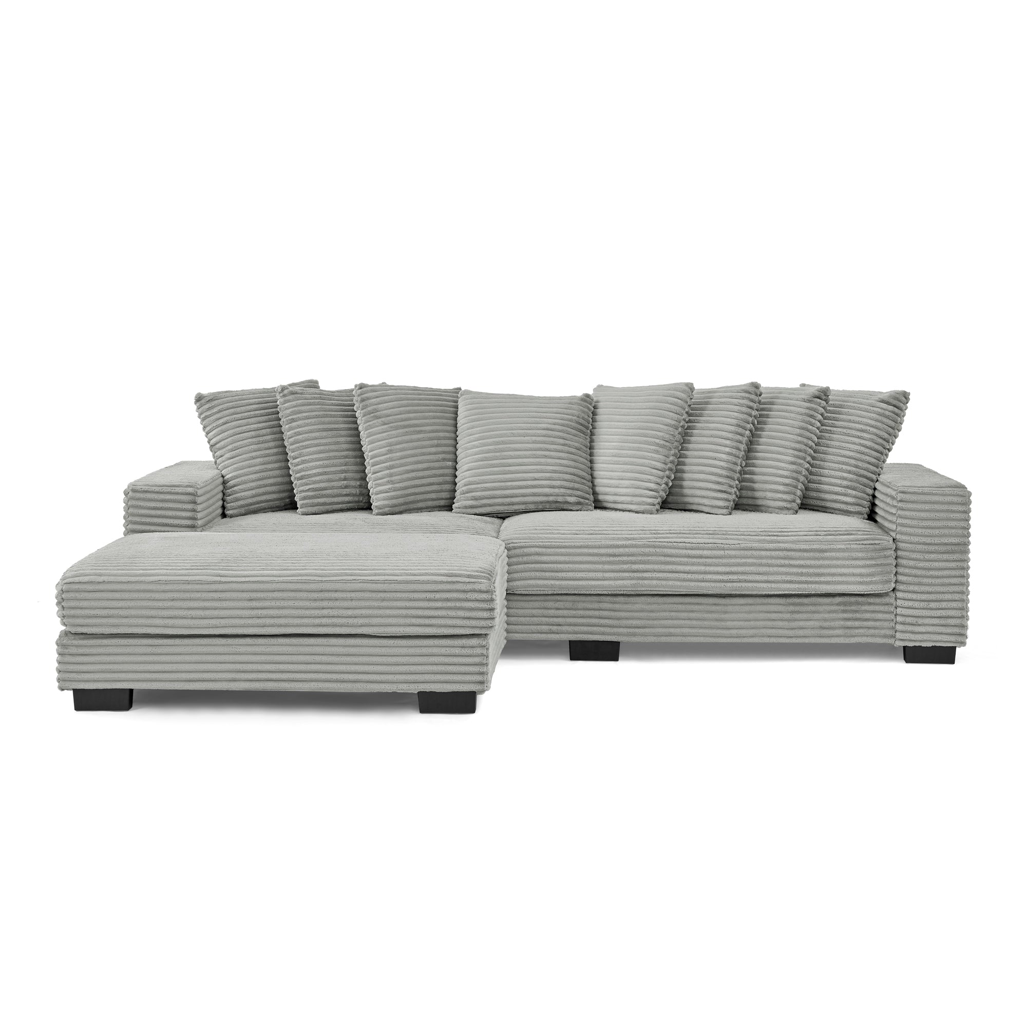 Corduroy Tufted Upholstered Sleeper Sectional Sofa, L-Shaped Modular Convertible Sofa , Can freely change the position of the footrests(Assembly is required)