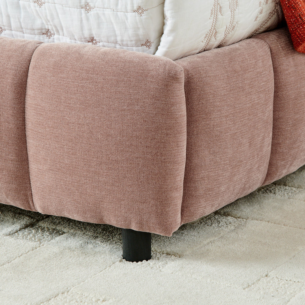 King Size Upholstered Bed ,comfortable upholstered bed frame, Chenille fabric, with headboard and solid bed frame. With drawer for storage.(88.5''*85.5''*31'')