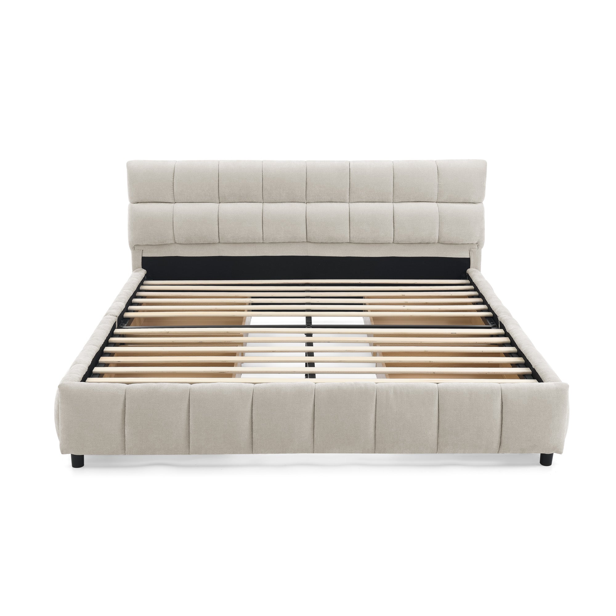 Queen Size Upholstered Bed ,comfortable upholstered bed frame, Chenille fabric, with headboard and solid bed frame. With drawer for storage