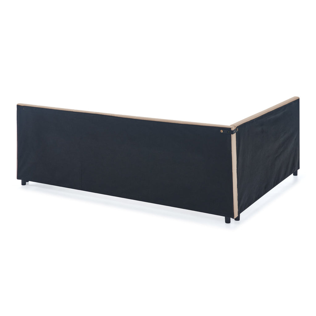 Queen Size Upholstered Tufted Bed Frame with Sofa Backrest & Armrests, Velvet Queen Bed for Bedroom & Living Room