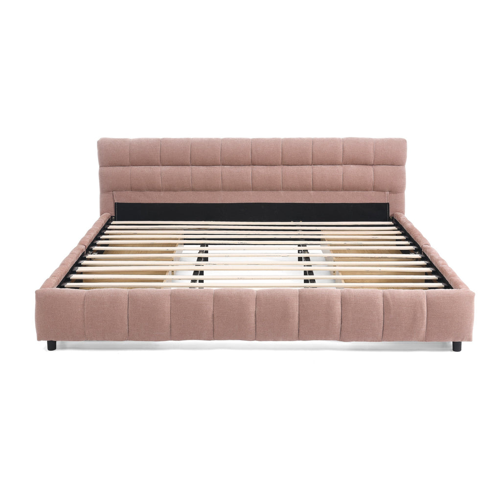 King Size Upholstered Bed ,comfortable upholstered bed frame, Chenille fabric, with headboard and solid bed frame. With drawer for storage.(88.5''*85.5''*31'')