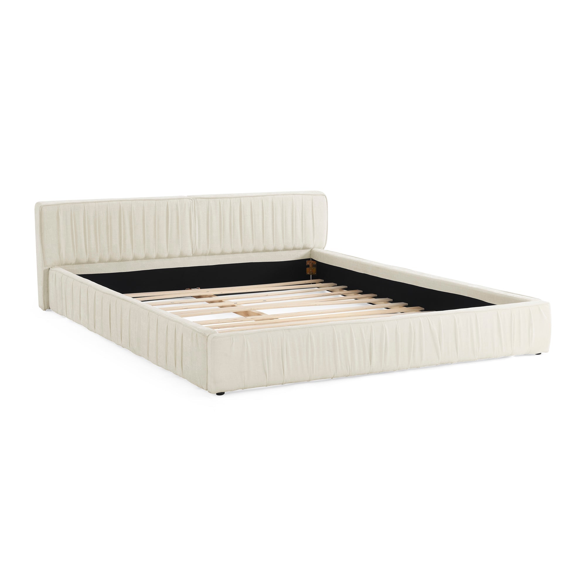 Queen Size Upholstered Bed Frame with Chenille fabric with pleated design,Grounded Queen Size Platform Bed with Headboard and Solid Frame. No Box Spring Needed(88"*67"*23.5")