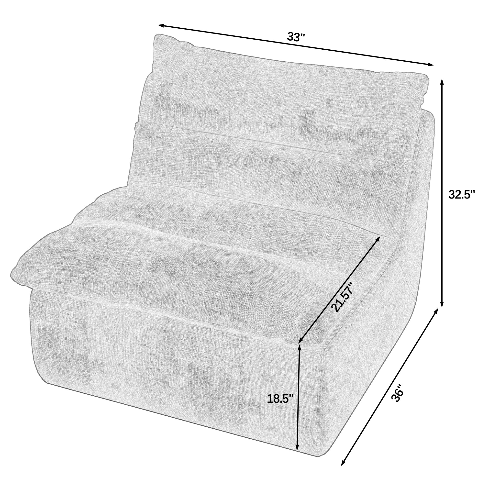 Modern Lazy Floor Sofa, Armless Lounge Chair, Comfy Bean Bag Couch, Single Corner Sofa for Living Room, Bedroom, Salon, Office