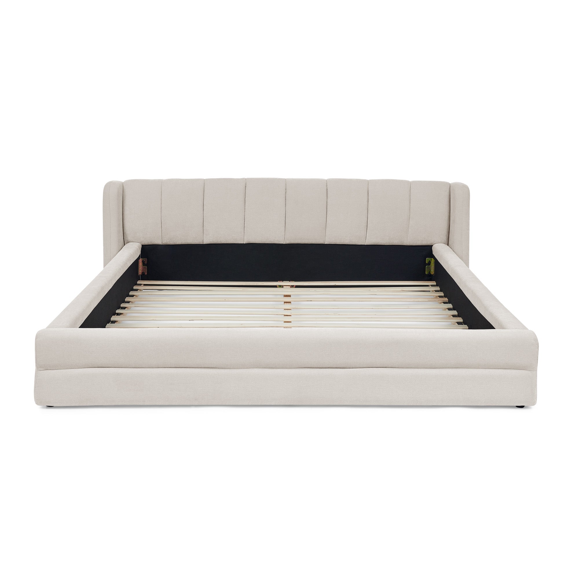 Queen Size Upholstered Bed Frame with Thick Fabric, Chenille Fabric Grounded Queen Size Platform Bed with Headboard and Solid Frame(87''*67''*23.5'')