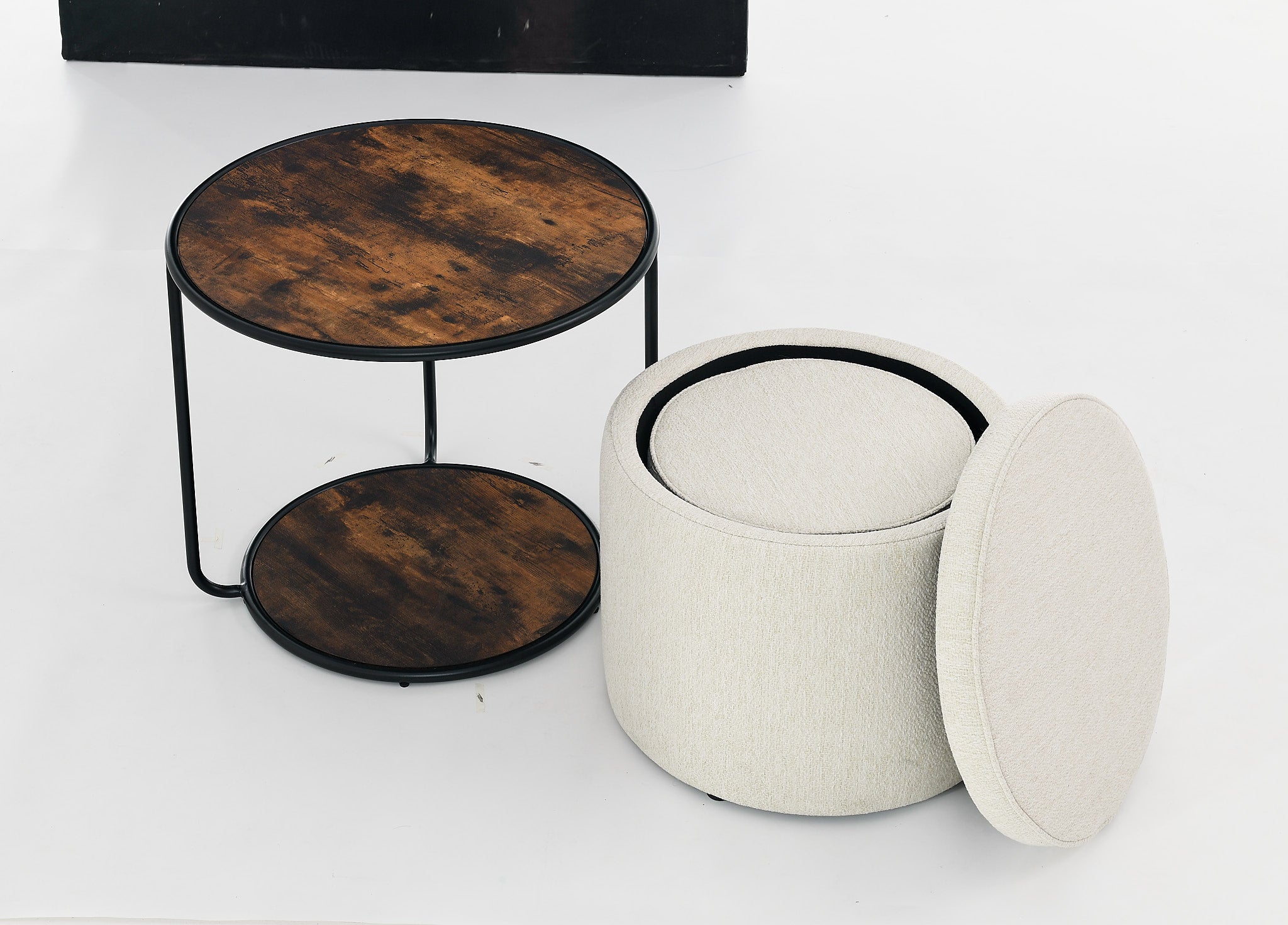 Ottoman, multi-functional combination set table Ottoman, combination of Ottoman and table, with drum stool, with storage space