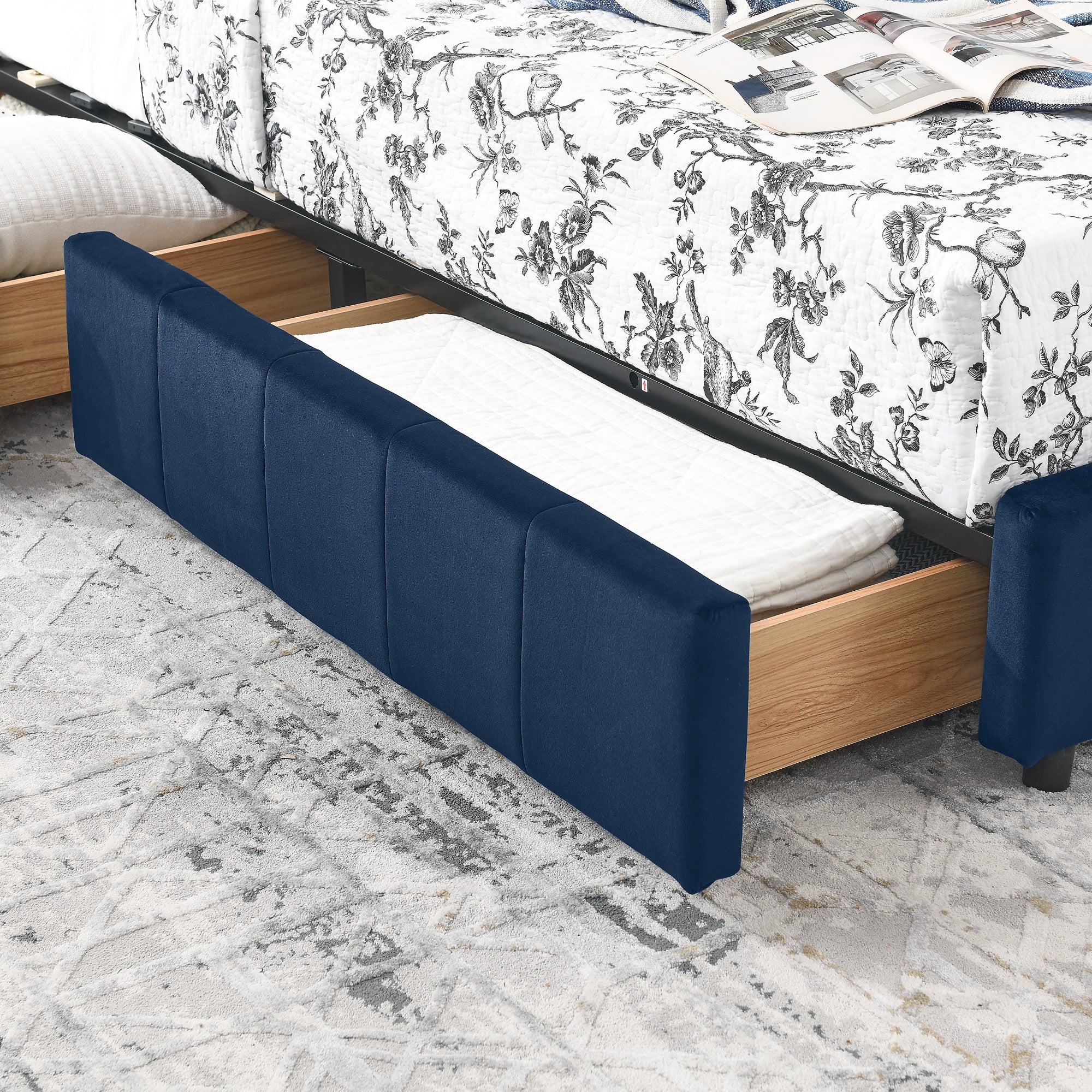 Full Size Storage Upholstered Tufted Bed Frame, Sofa Bed Frame with Comfortable Backrest and Armrests, Full Size Bed for Bedroom, Living Room,Velvet