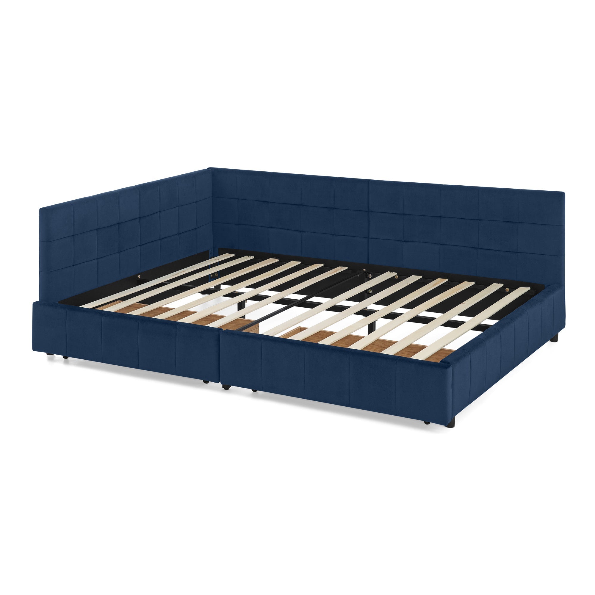 Full Size Storage Upholstered Tufted Bed Frame, Sofa Bed Frame with Comfortable Backrest and Armrests, Full Size Bed for Bedroom, Living Room,Velvet