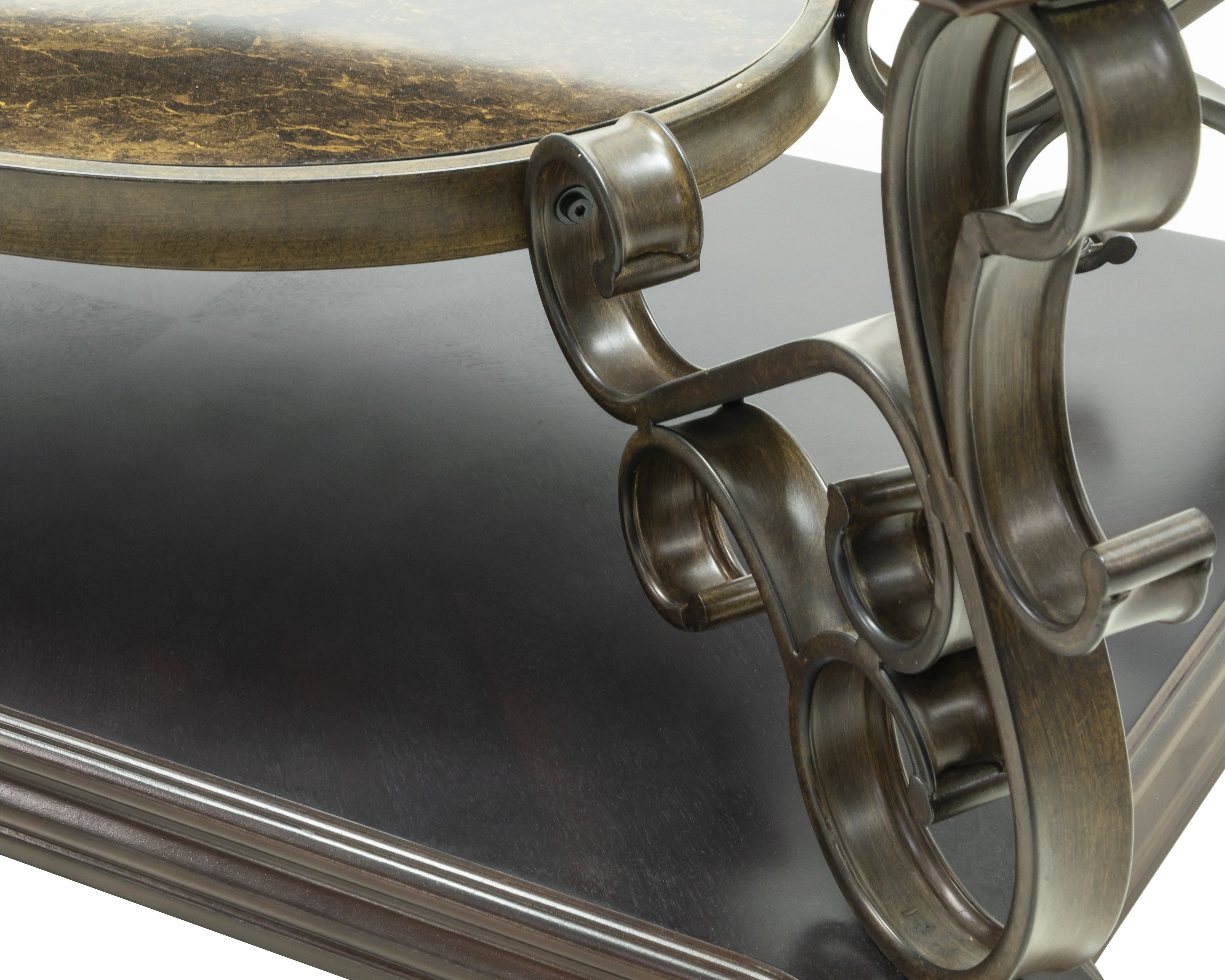 Modern Sofa Table with Elegant Glass Tabletop, MDF Middle Shelf Covered in Marble Paper, Sturdy Powder-Coated Metal Legs for Living Room