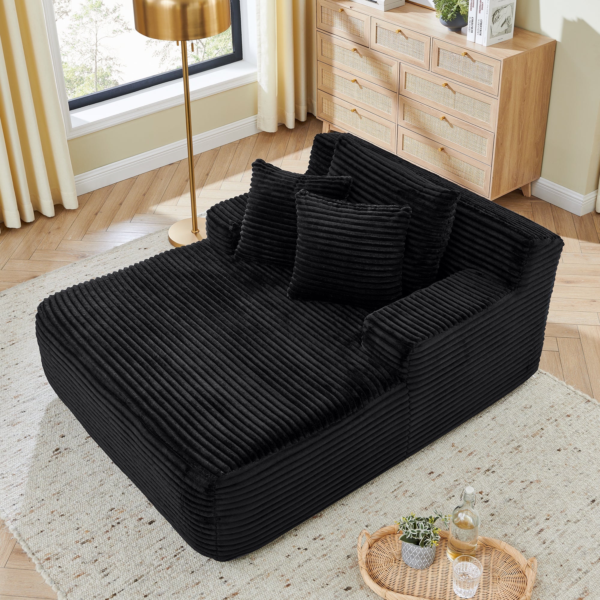 Single lazy sofa lounge chair, no assembly required, made of velvet fabric, fluffy modern single lounge chair, used for indoor living rooms and bedrooms