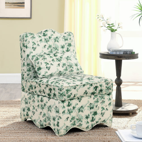 Flannel Single Dining Chair with Soft Cushion & Backrest, No Armrests, Matching Pillow for Waist Support, Ideal for Living Room
