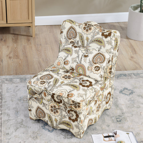 Flannel Single Dining Chair with Soft Cushion & Backrest, No Armrests, Matching Pillow for Waist Support, Ideal for Living Room