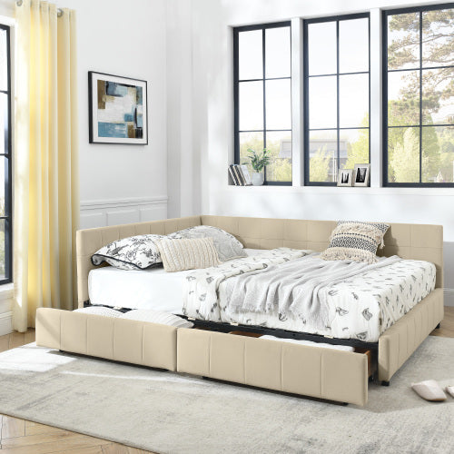 Queen Size Storage Upholstered Tufted Bed Frame with Sofa-Style Backrest & Armrests, Velvet Upholstery for Bedroom & Living Room