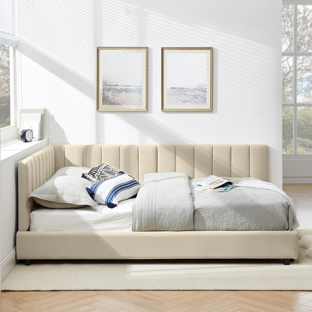 Full Size Upholstered Tufted Bed Frame, Sofa Bed Frame with Comfortable Backrest and Armrests, Full Size Bed for Bedroom, Living Room,Velvet(81''*60''*29.5'')