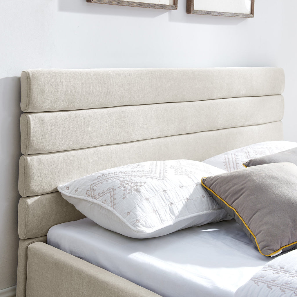 Queen size cushioned bed, comfortable cushioned bed frame, headboard and solid bed frame -  (85 "x 66" x 36 ")