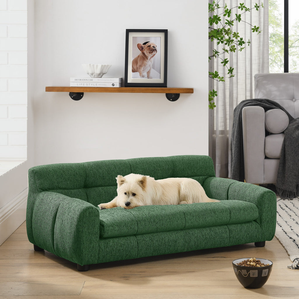 Soft and comfortable pet sofa with backrest and armrests, suitable for modern rectangular pet sofas for small and medium-sized dogs