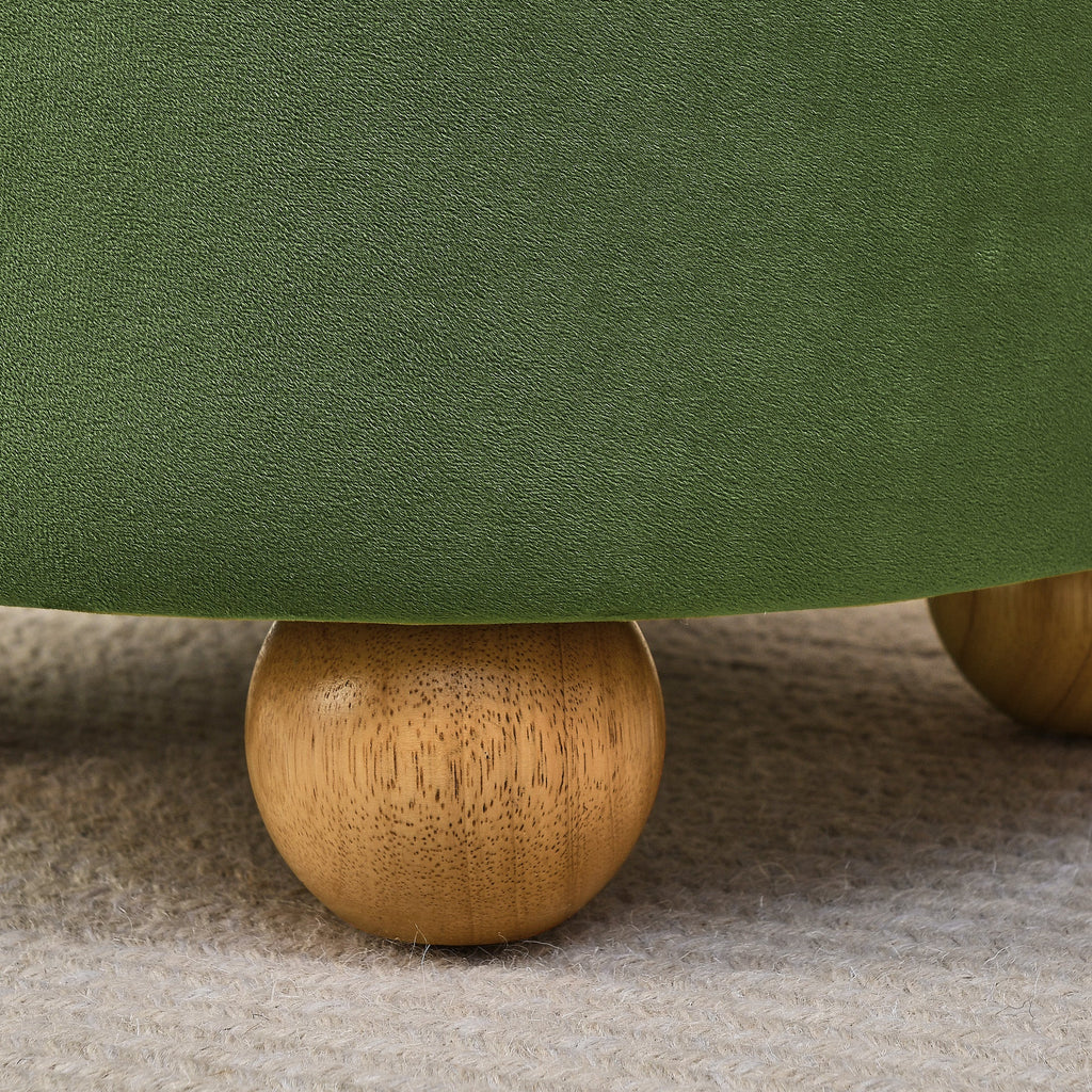 Round Storage Ottoman, multi-functional round flannel button Ottoman, lid can be turned over as a table top, with storage space