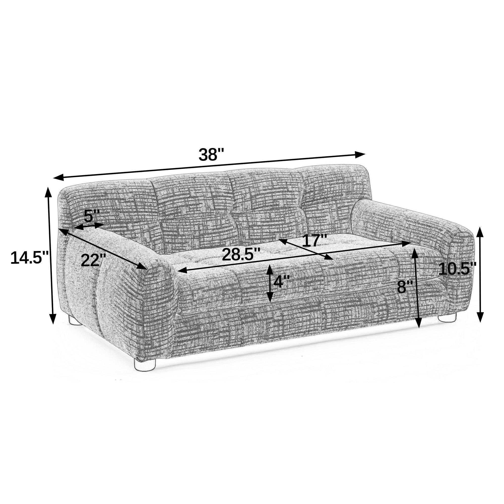 Soft and comfortable pet sofa with backrest and armrests, suitable for modern rectangular pet sofas for small and medium-sized dogs