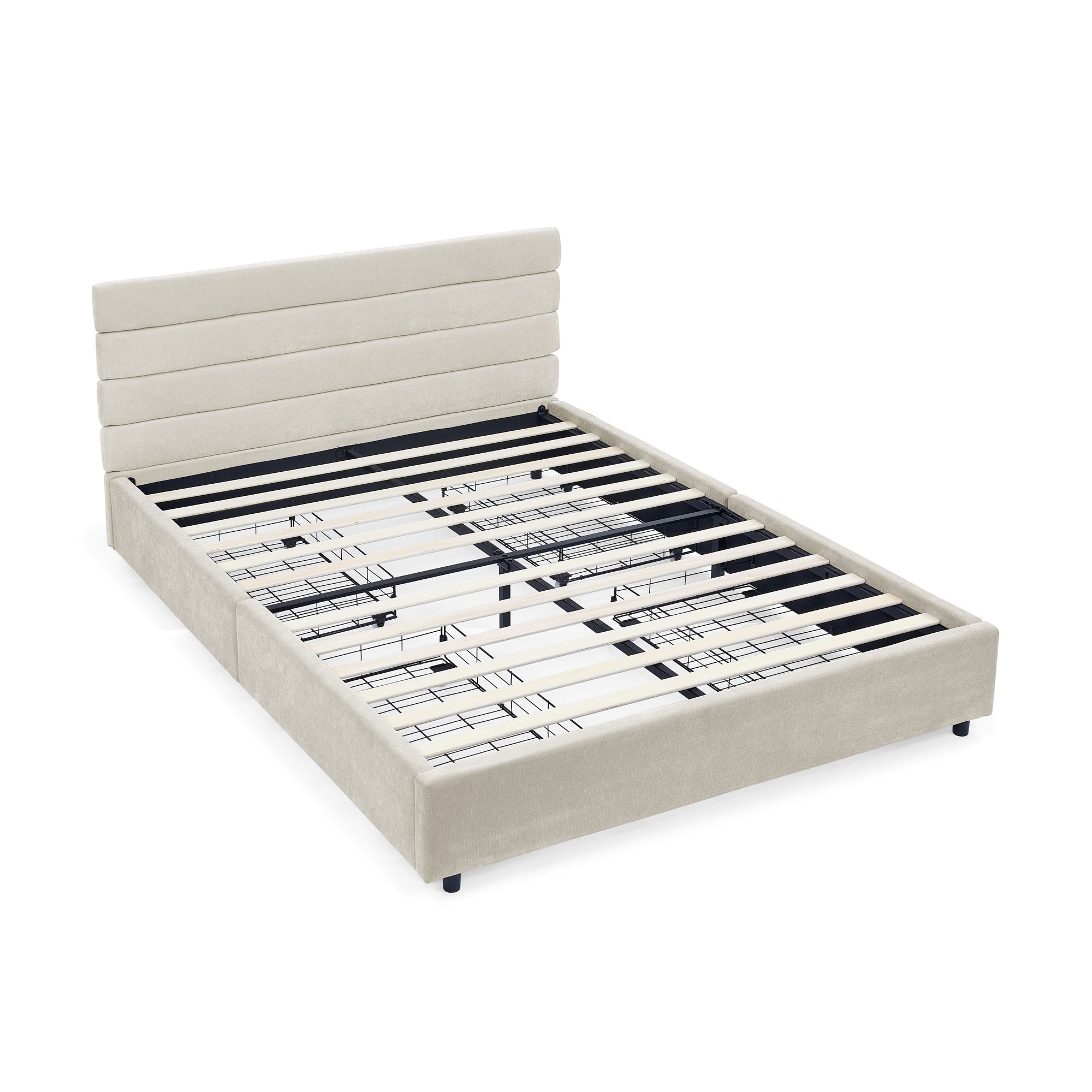 Queen size cushioned bed, comfortable cushioned bed frame, headboard and solid bed frame -  (85 "x 66" x 36 ")