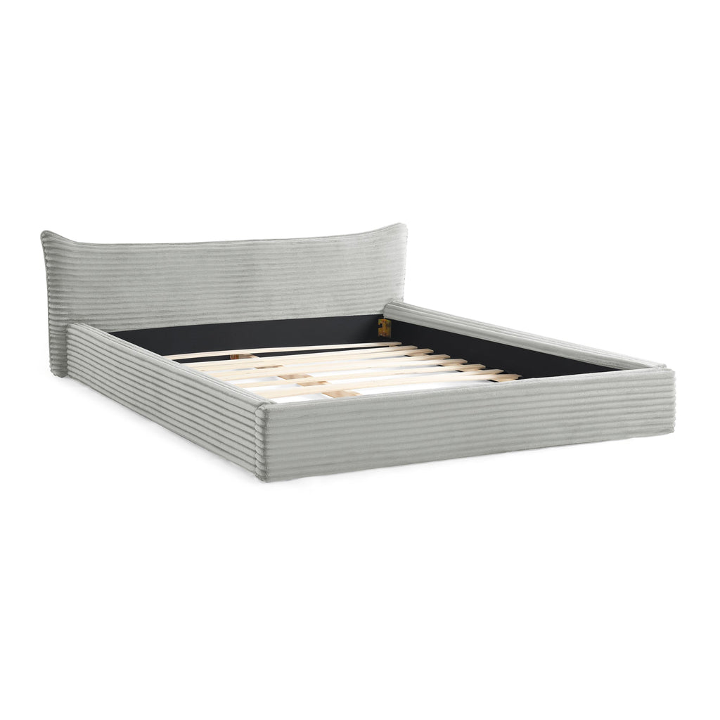 Queen Size Upholstered Bed FrameAnd velvet fabric,Grounded Platform Bed with Decorative Curved Headboard and Solid Wood Frame, No Box Spring Required(68''*87.75''*24.25'')