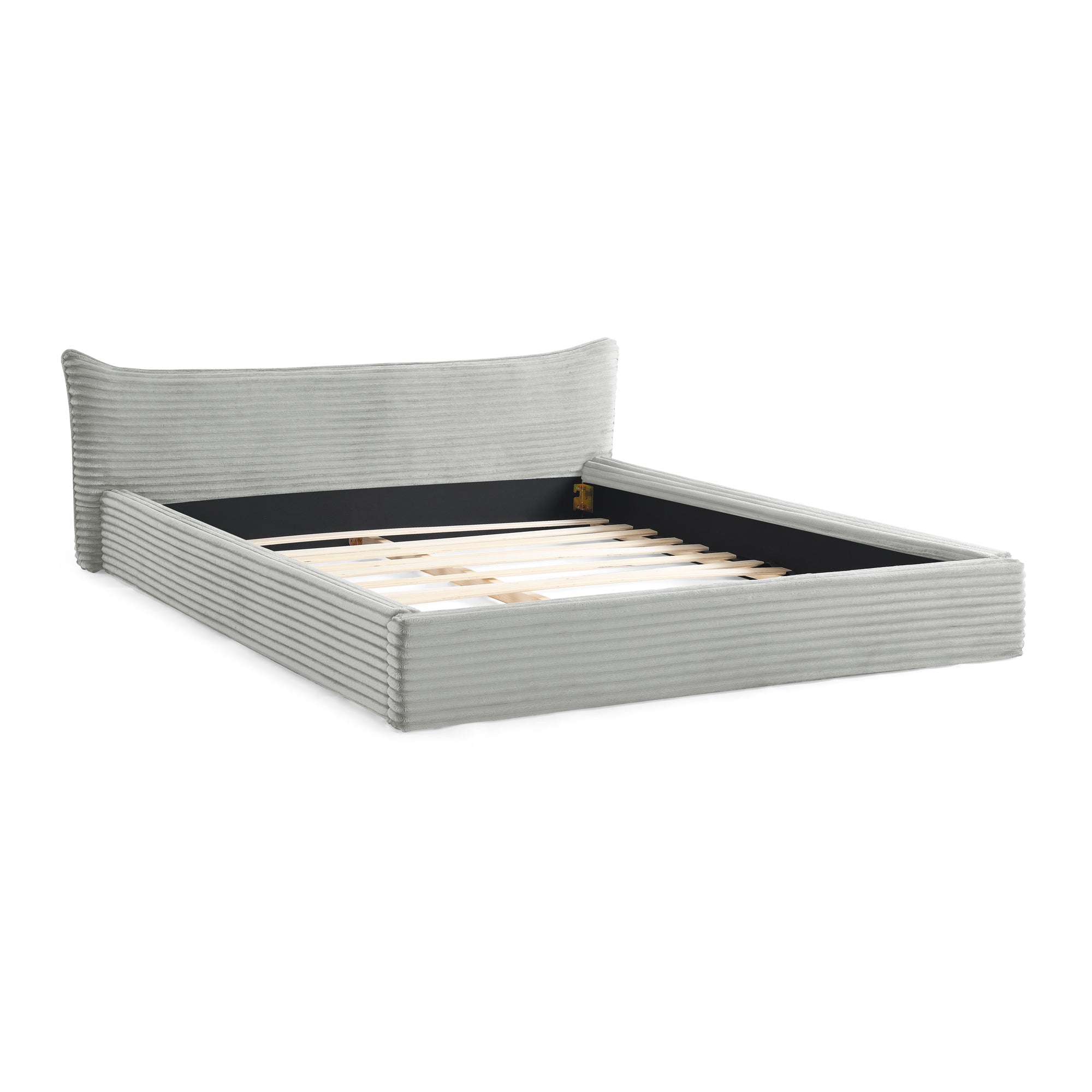 Queen Size Upholstered Bed FrameAnd velvet fabric,Grounded Platform Bed with Decorative Curved Headboard and Solid Wood Frame, No Box Spring Required(68''*87.75''*24.25'')