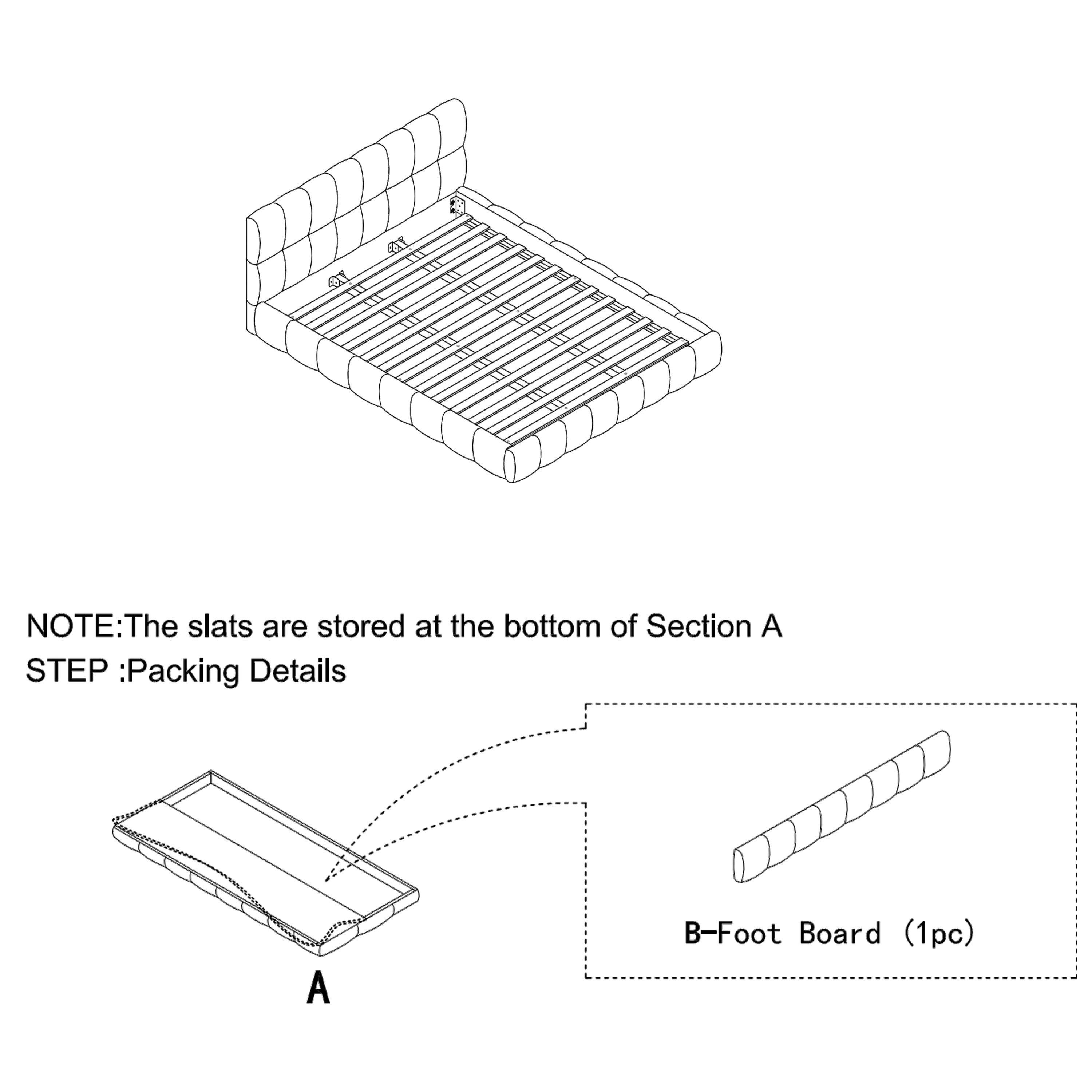 King size Upholstered Bed Frame with Thick Fabric, Chenille Fabric Grounded Queen Size Platform Bed with Headboard and Solid Frame. No Box Spring Needed(88.5''*85.5''*24'')