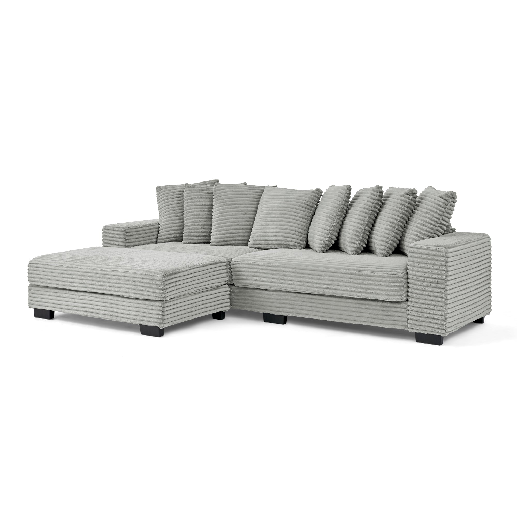 Corduroy Tufted Upholstered Sleeper Sectional Sofa, L-Shaped Modular Convertible Sofa , Can freely change the position of the footrests(Assembly is required)