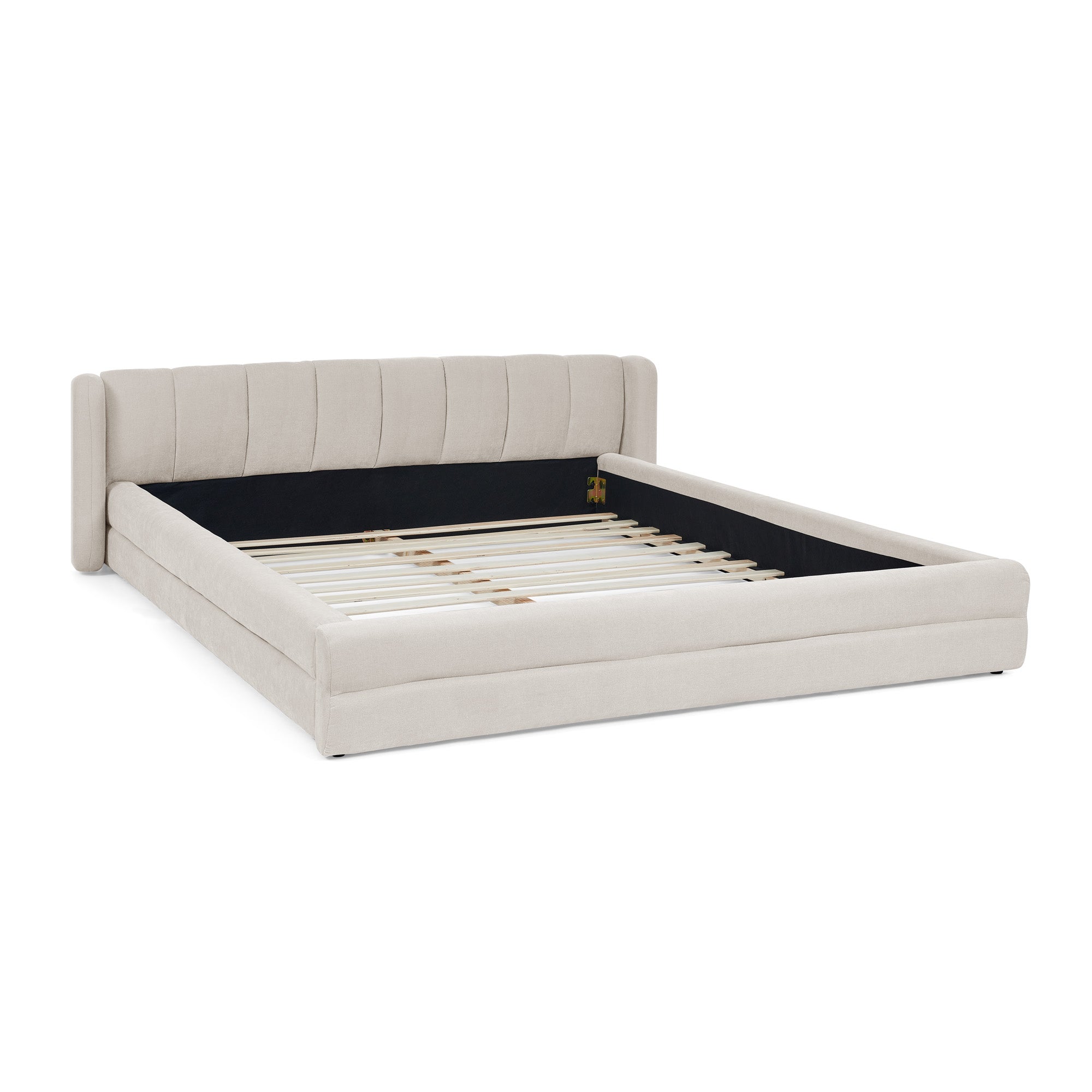 Queen Size Upholstered Bed Frame with Thick Fabric, Chenille Fabric Grounded Queen Size Platform Bed with Headboard and Solid Frame(87''*67''*23.5'')