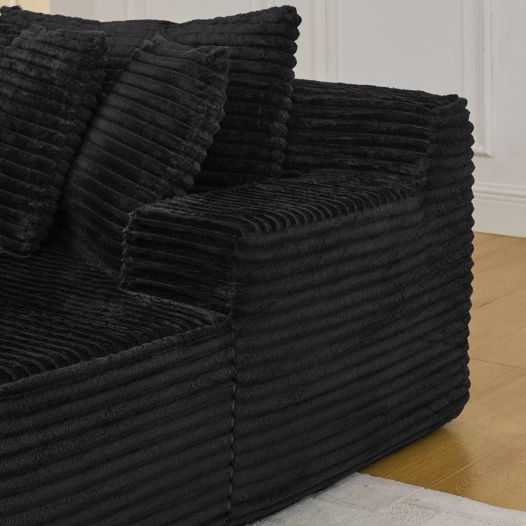 Two-seater lazy sofa lounge chair,Compressed sofa no assembly required, made of velvet fabric, fluffy modern lounge chair, used for indoor living rooms and bedrooms