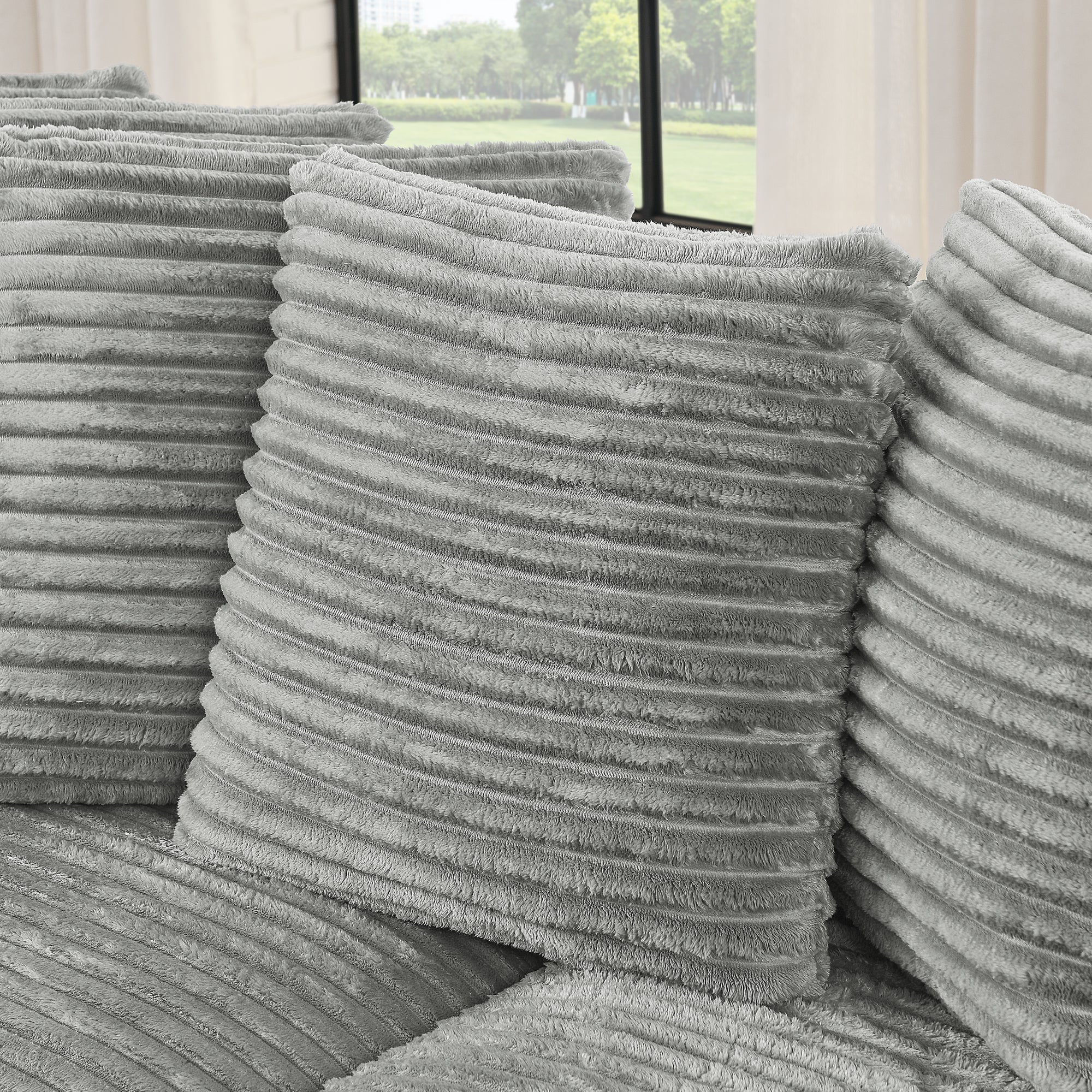 Corduroy Tufted Upholstered Sleeper Sectional Sofa, L-Shaped Modular Convertible Sofa , Can freely change the position of the footrests(Assembly is required)