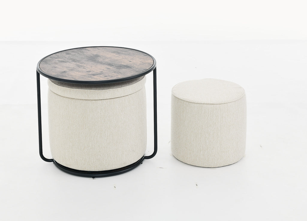 Ottoman, multi-functional combination set table Ottoman, combination of Ottoman and table, with drum stool, with storage space